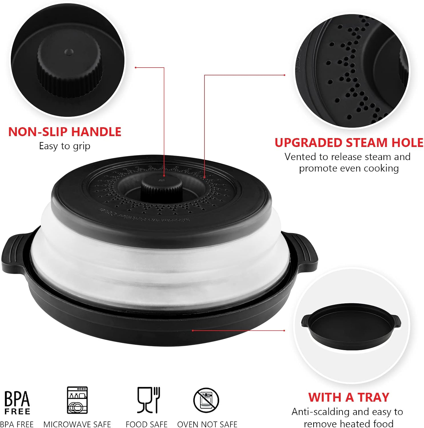 صحن مايكرويف مع غطاء متعدد الاستخدامات