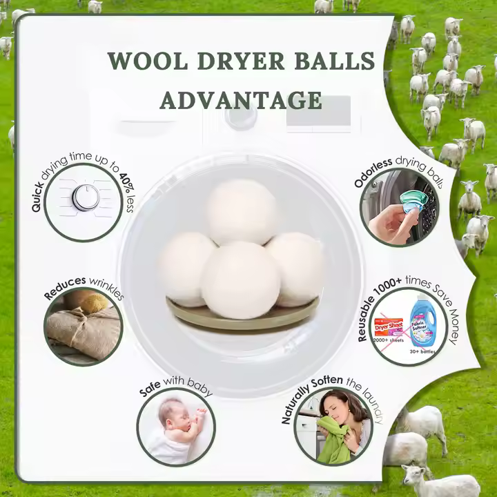كرات الصوف الطبيعية للتجفيف * 3 كرات