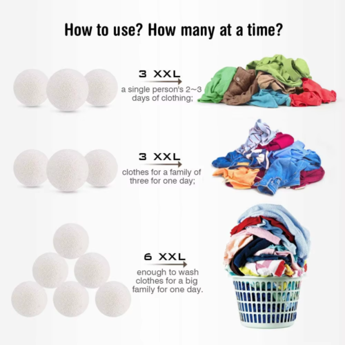 كرات الصوف الطبيعية للتجفيف * 3 كرات